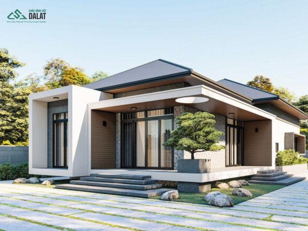 Mẫu nhà vườn đẹp 1 tầng rộng rãi, thoáng mát