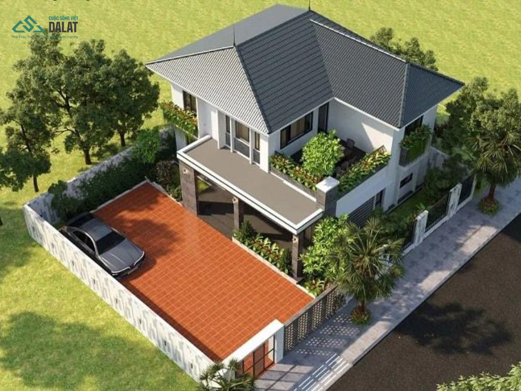 Mẫu nhà vườn đẹp mái Nhật 2 tầng sang trọng