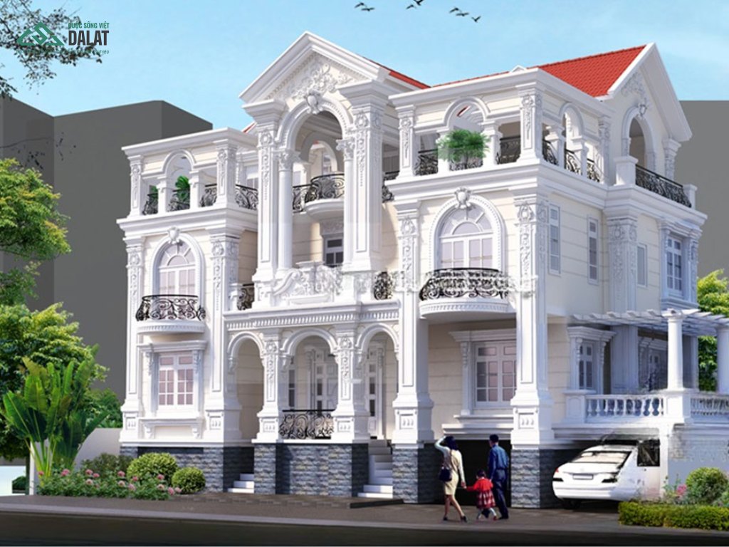 Mẫu nhà vườn đẹp mái Thái 3 tầng hiện đại