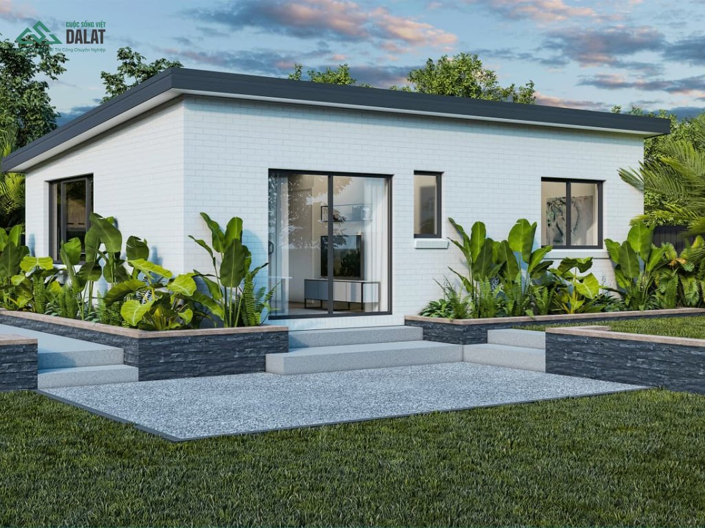 Mẫu nhà vườn mái bằng đẹp đem lại giác gần gũi với thiên nhiên