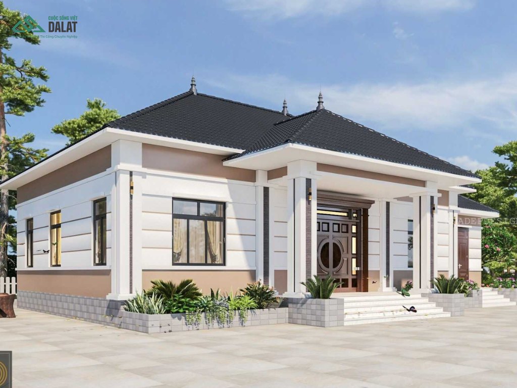 Mẫu nhà vườn mái Nhật đẹp đơn giản nhất hiện nay