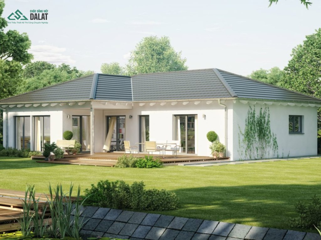 Mẫu nhà vườn mái Thái 3 phòng ngủ có sân vườn rộng rãi