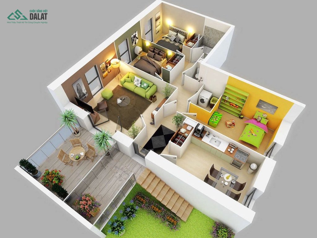 Nhà cấp 4 3 phòng ngủ phù hợp cho gia đình lớn