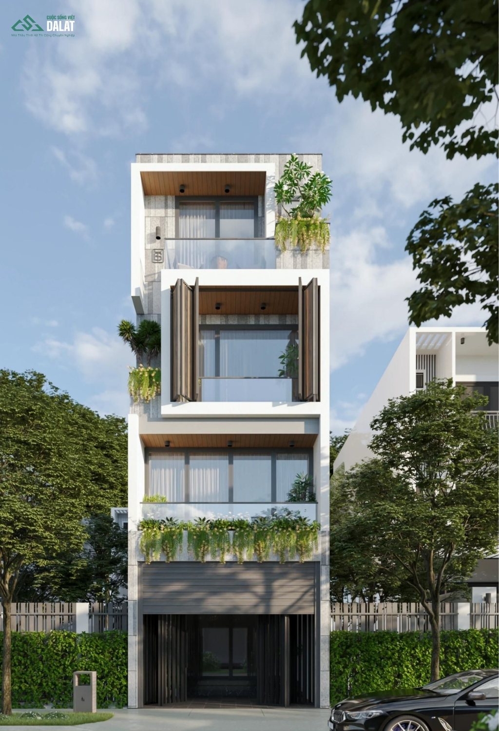 Nhà phố có mặt tiền nhà hiện đại 4 tầng