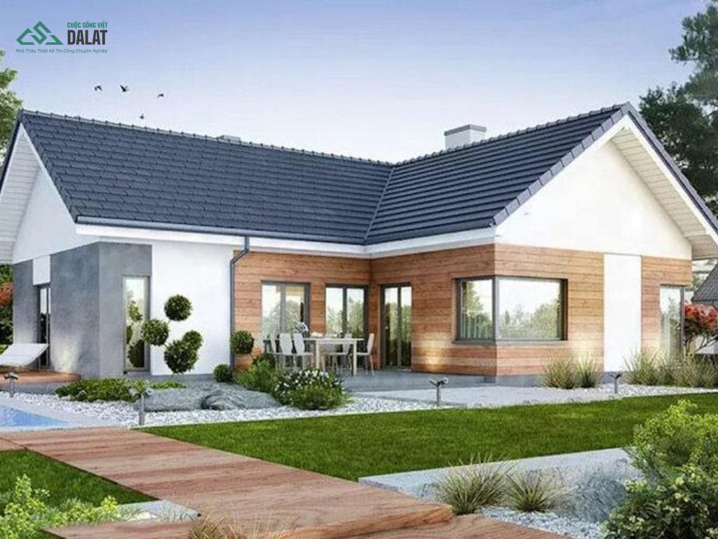 Nhà vườn chữ L đẹp ấn tượng độc lạ