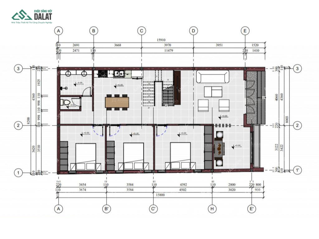 Bản vẽ nhà mái bằng cấp 4 150 triệu