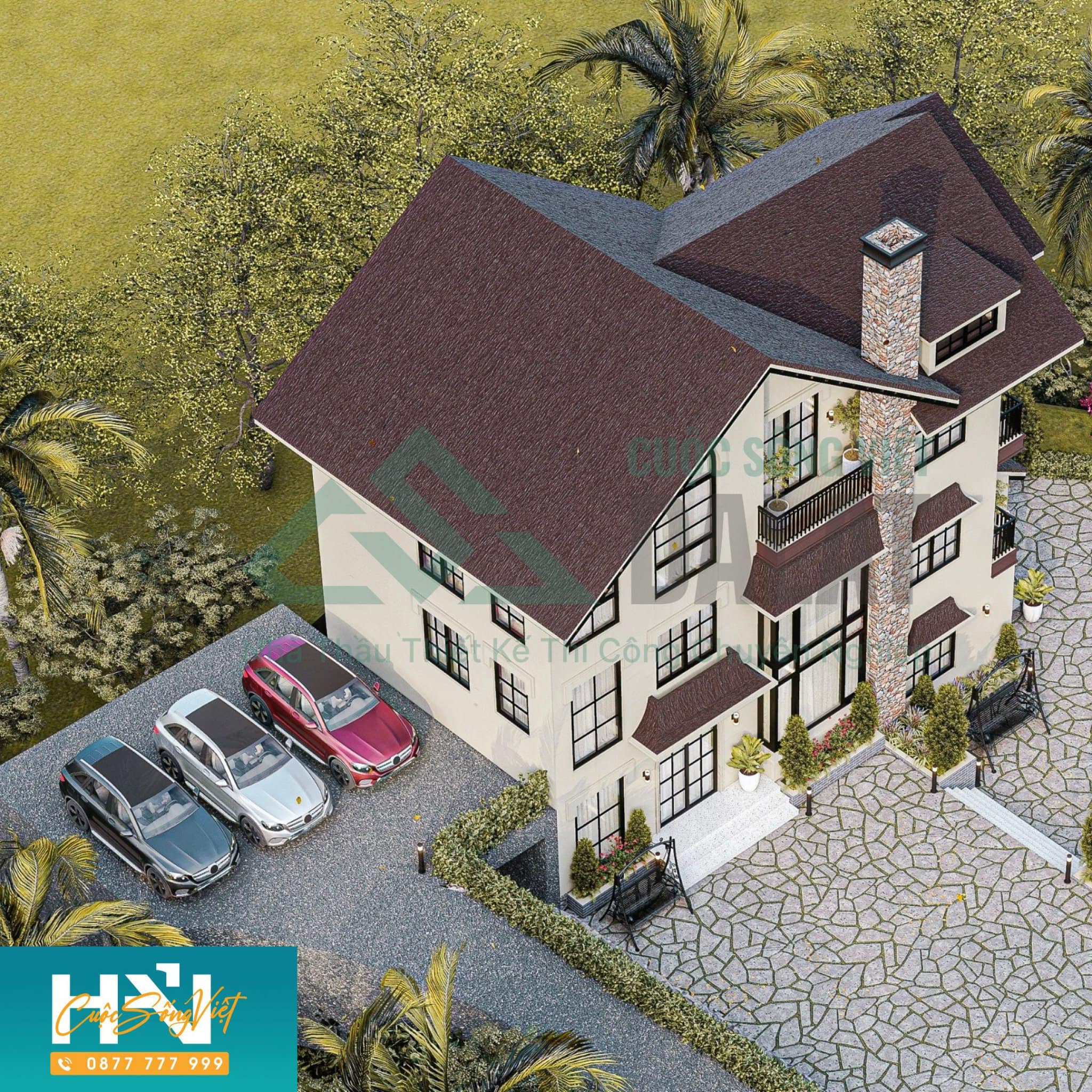 View từ trên cao của biệt thự chị Xuyến