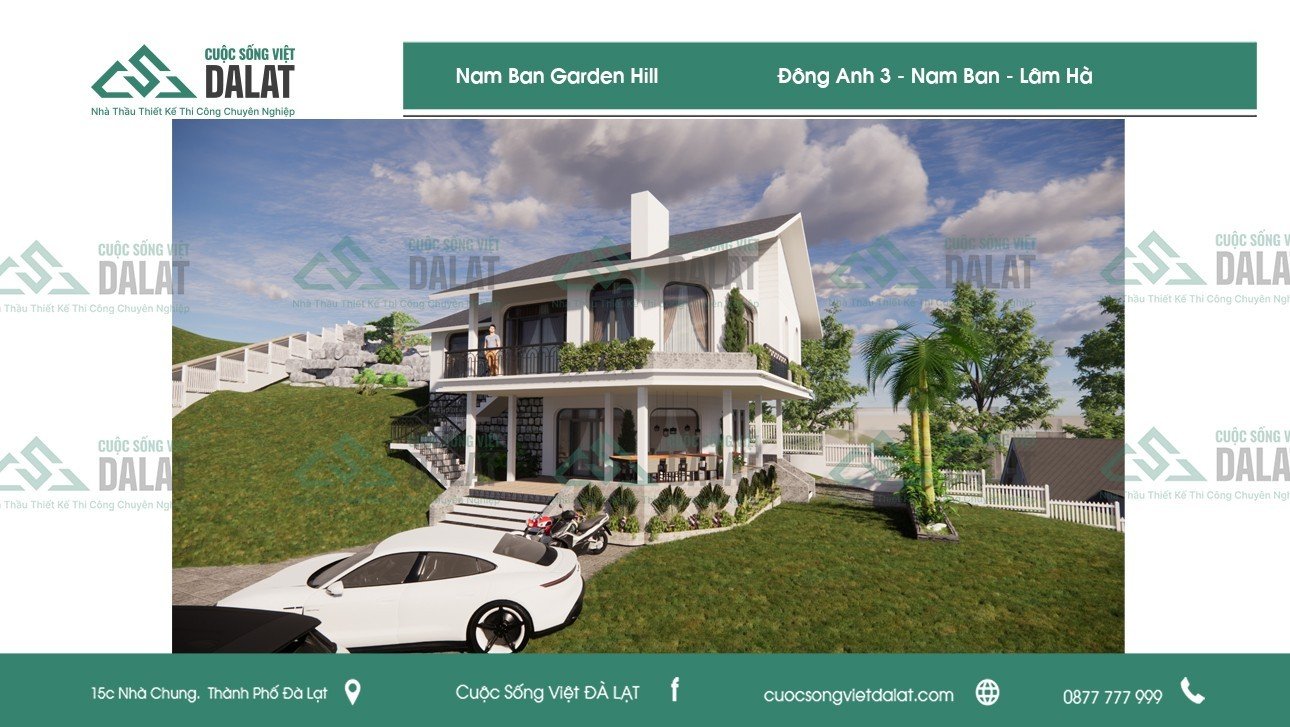 Cảnh quan bên ngoài biệt thự sân vườn Nam Ban