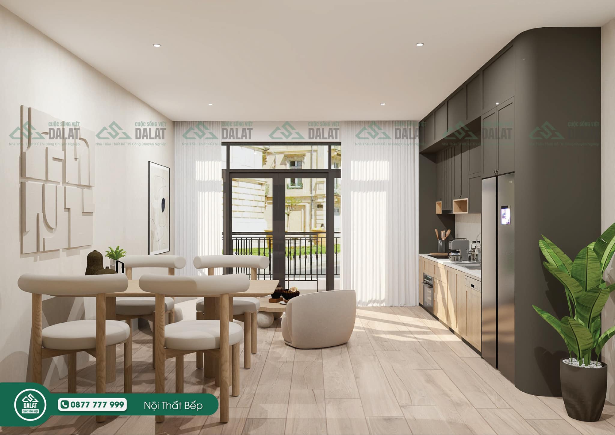 Không gian từ bếp nhìn ra ngoài