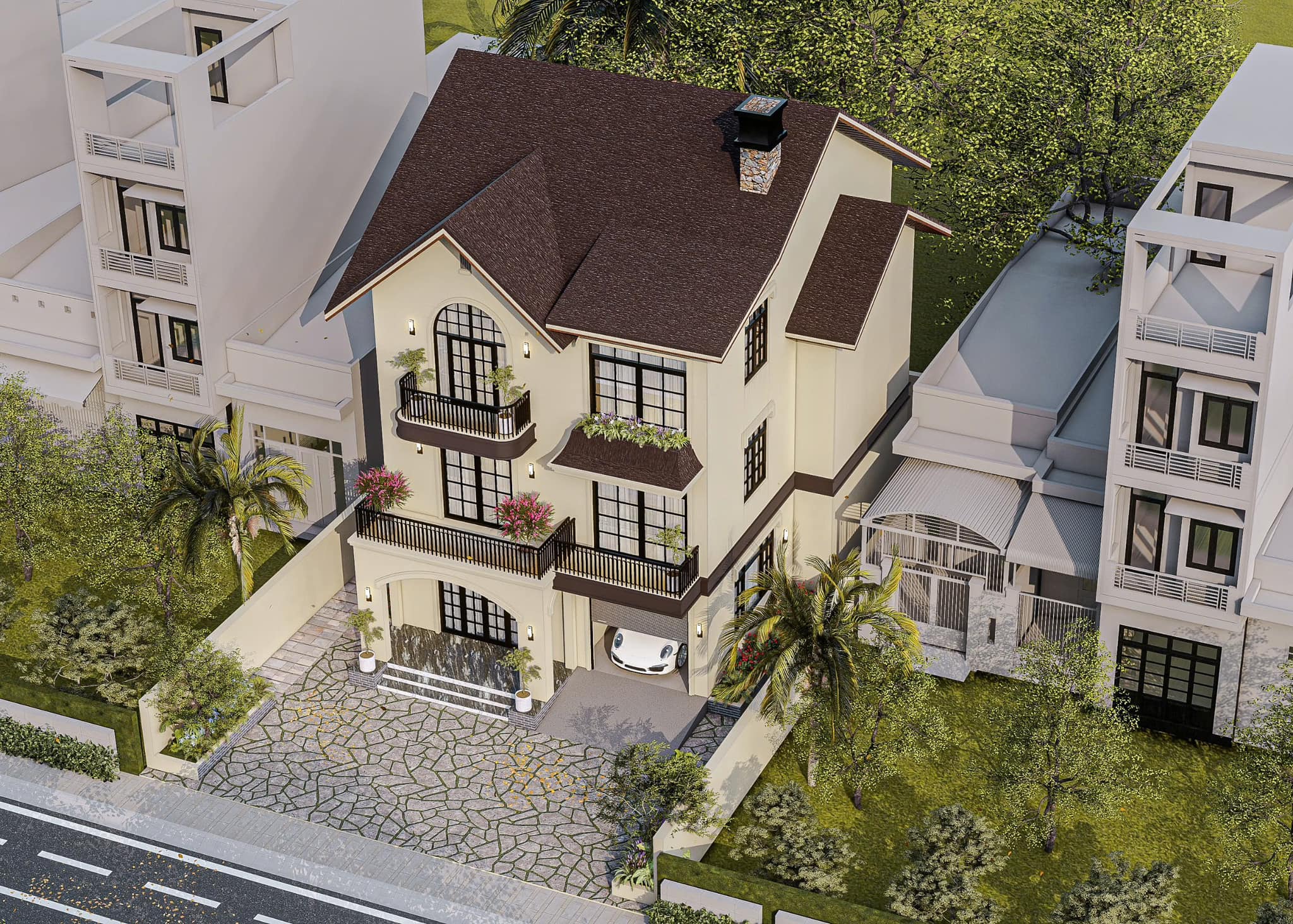 Ảnh chụp căn villa từ trên cao