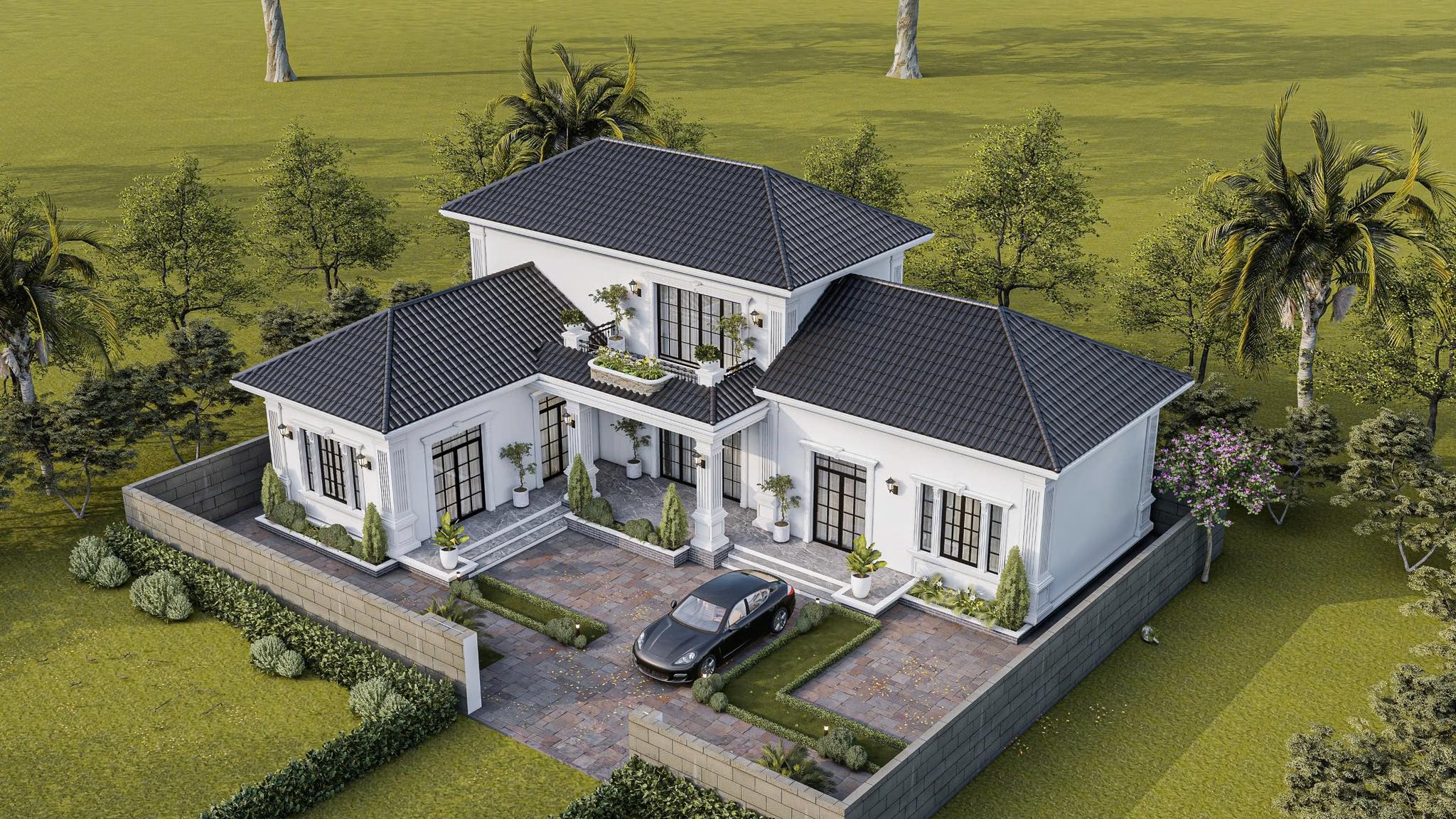 Căn biệt thự khi nhìn từ trên cao