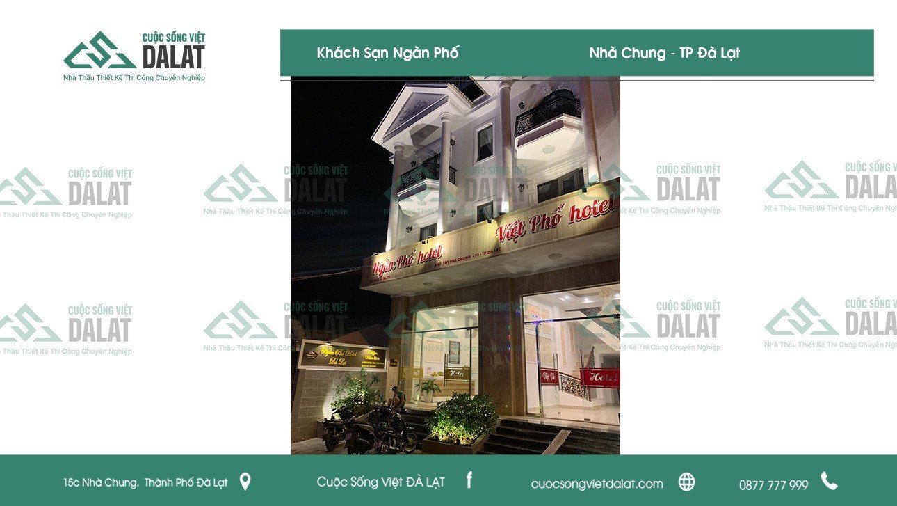 Ngoại cảnh của tòa khách sạn Ngàn Phố Đà Lạt