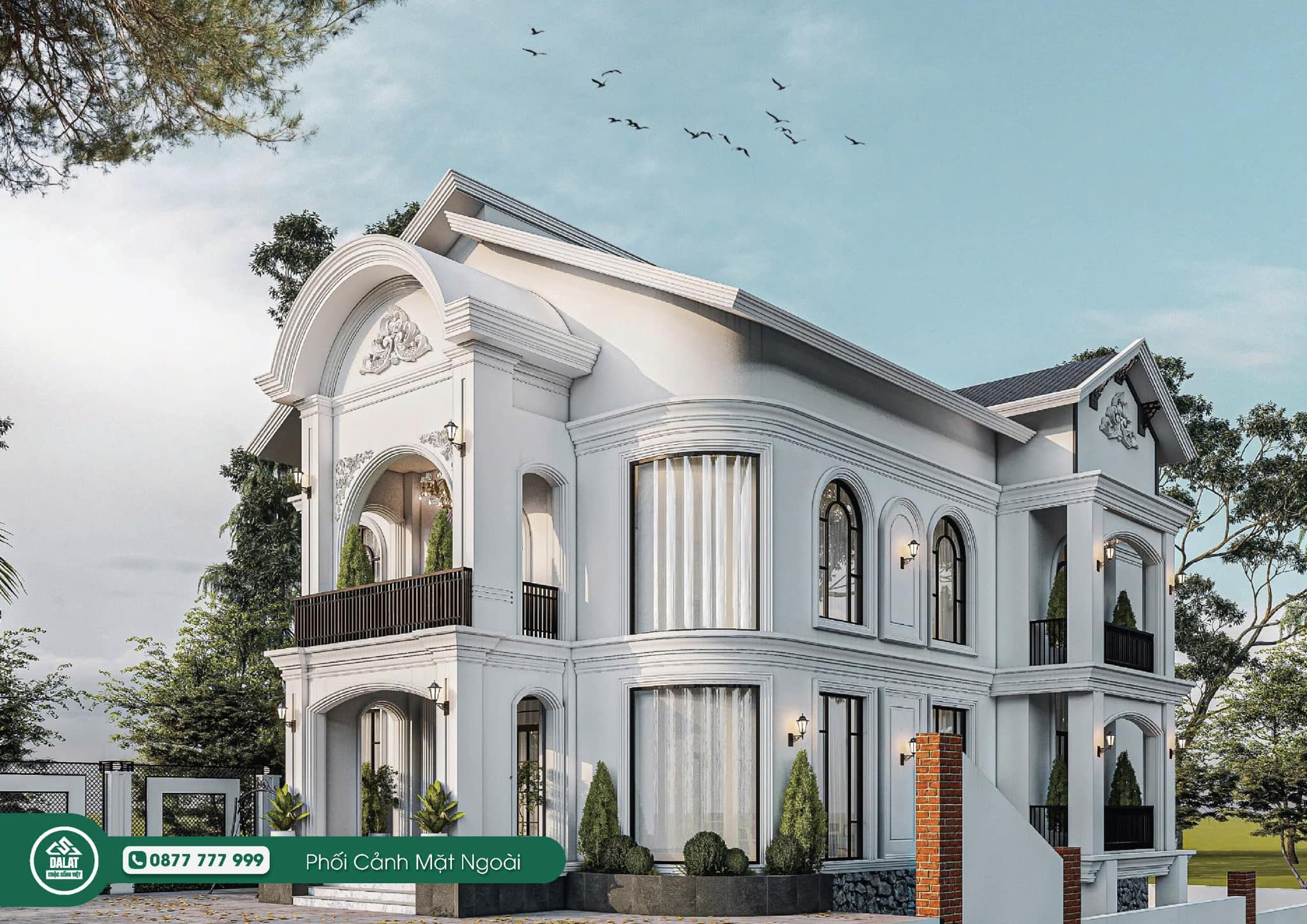 Phối cảnh mặt ngoài của villa
