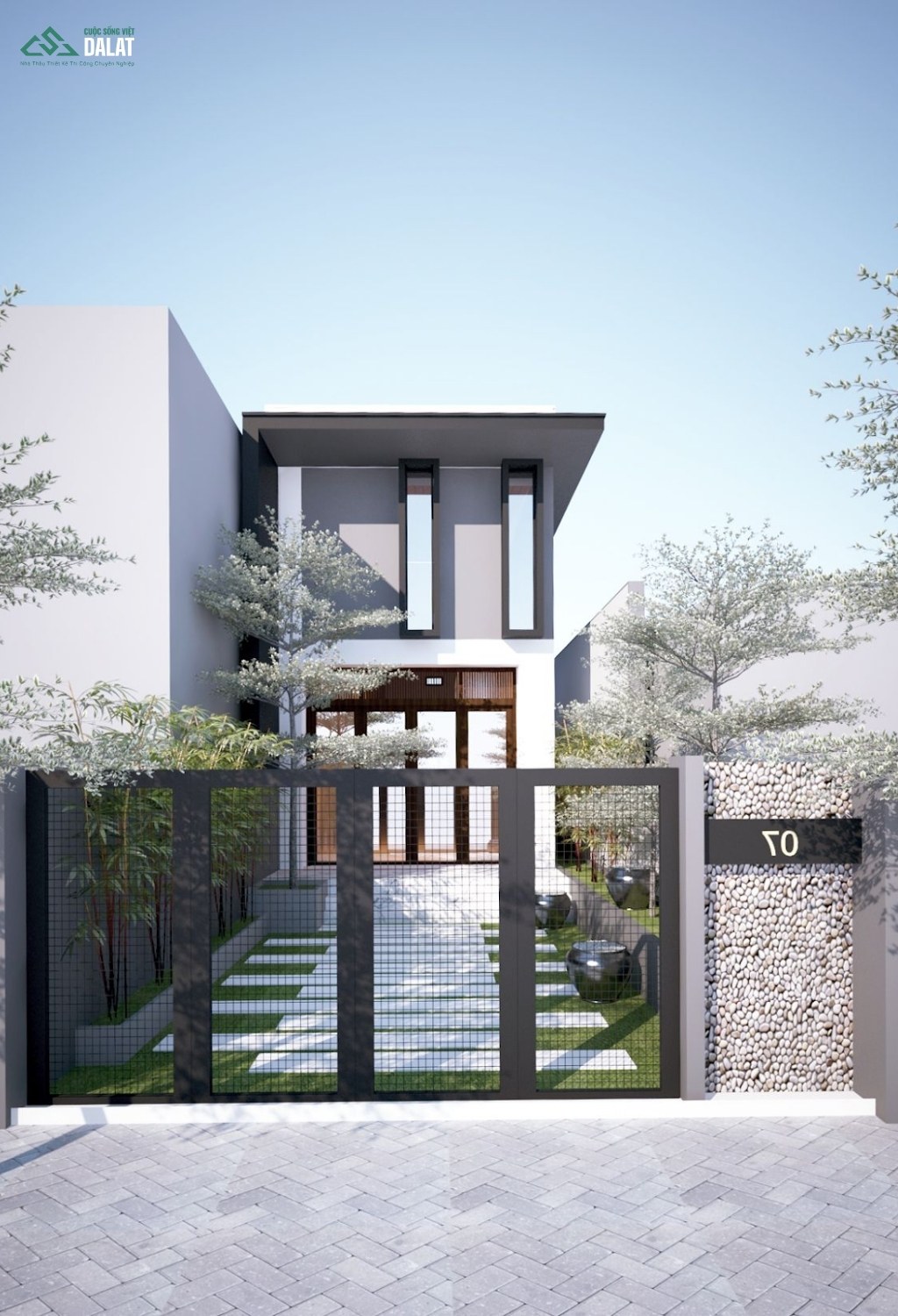 Nhà ống đẹp đơn giản có sân vườn