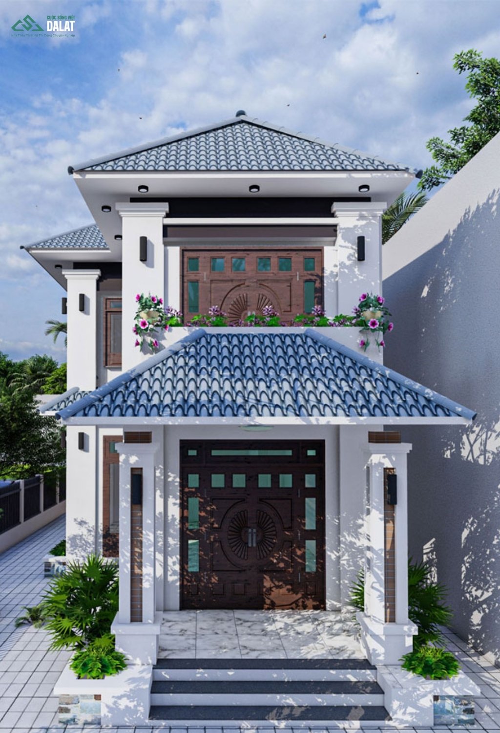 Nhà ống đơn giản đẹp mái Nhật