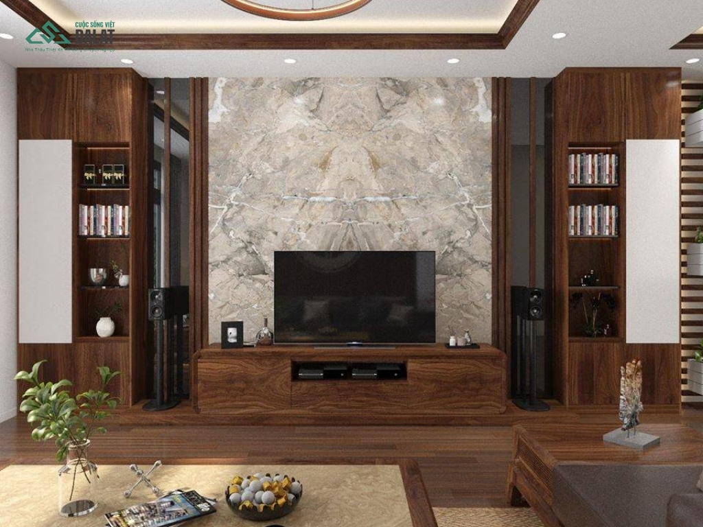 Thiết kế phòng khách gỗ hiện đại tại Đà Lạt