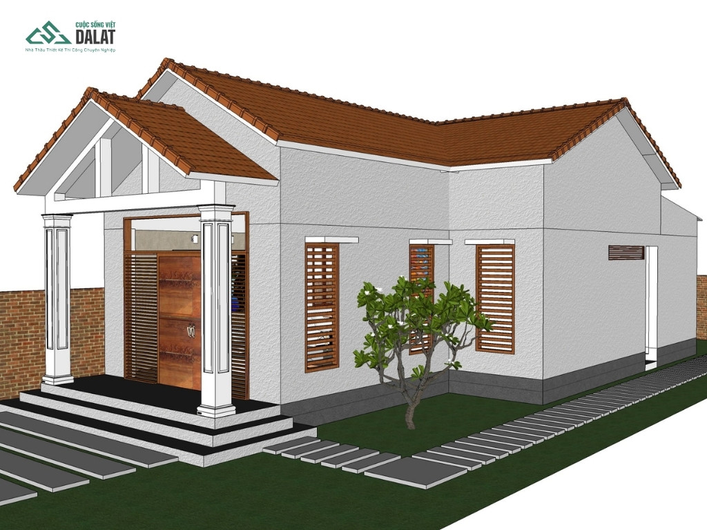 Nhà cấp 4 gác lửng đơn giản cho gia đình nhỏ