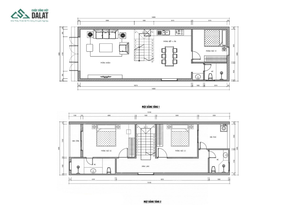 Bản vẽ nhà gác lửng 5x14m giá 500 triệu