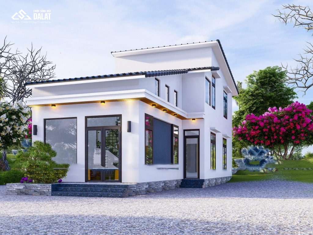 5x12 nhà gác lửng 2 phòng ngủ mái tôn