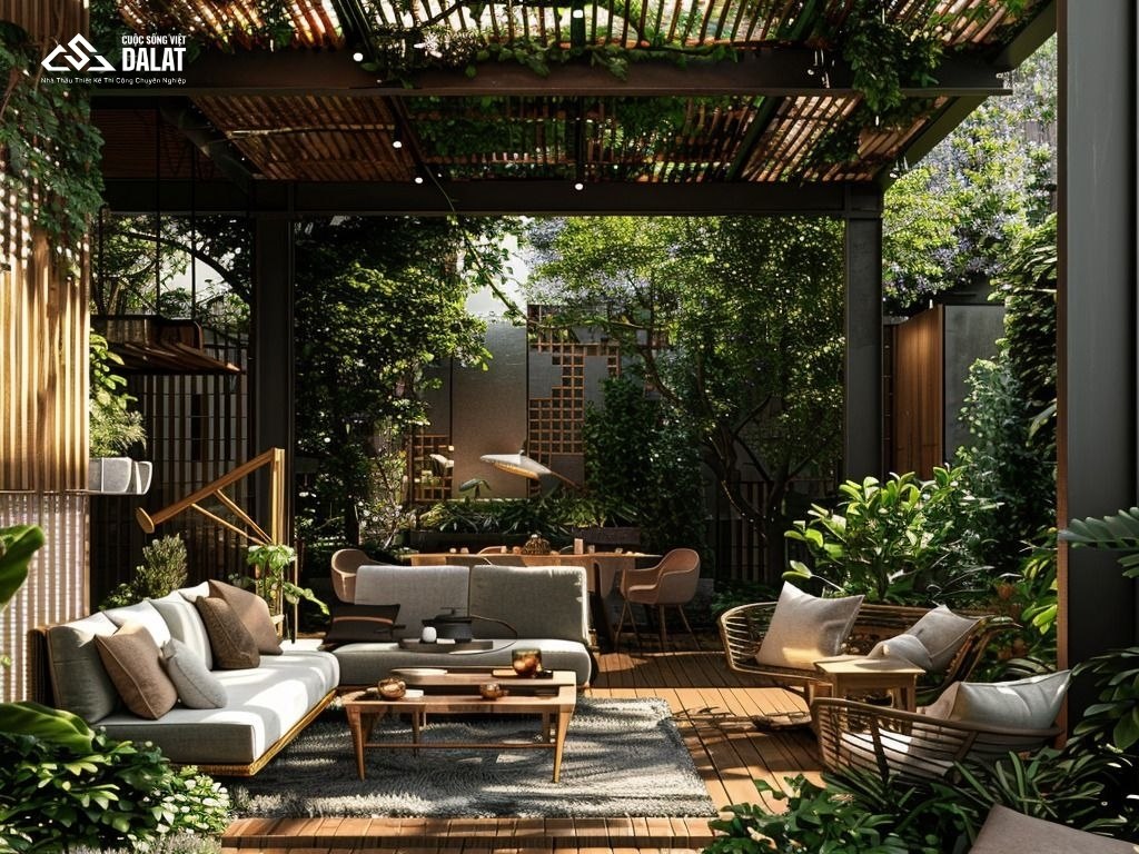 Thiết kế sân vườn nhà phố phong cách phương Đông