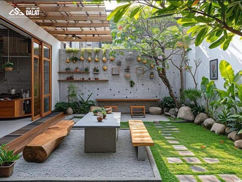 Mẫu quán cà phê nhà gỗ sân vườn thoáng đãng