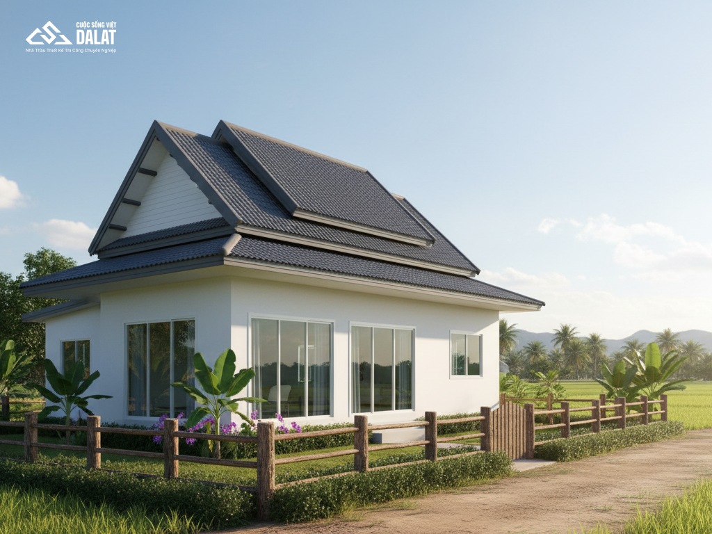 Mẫu nhà cấp 4 nông thôn mái Thái đơn giản