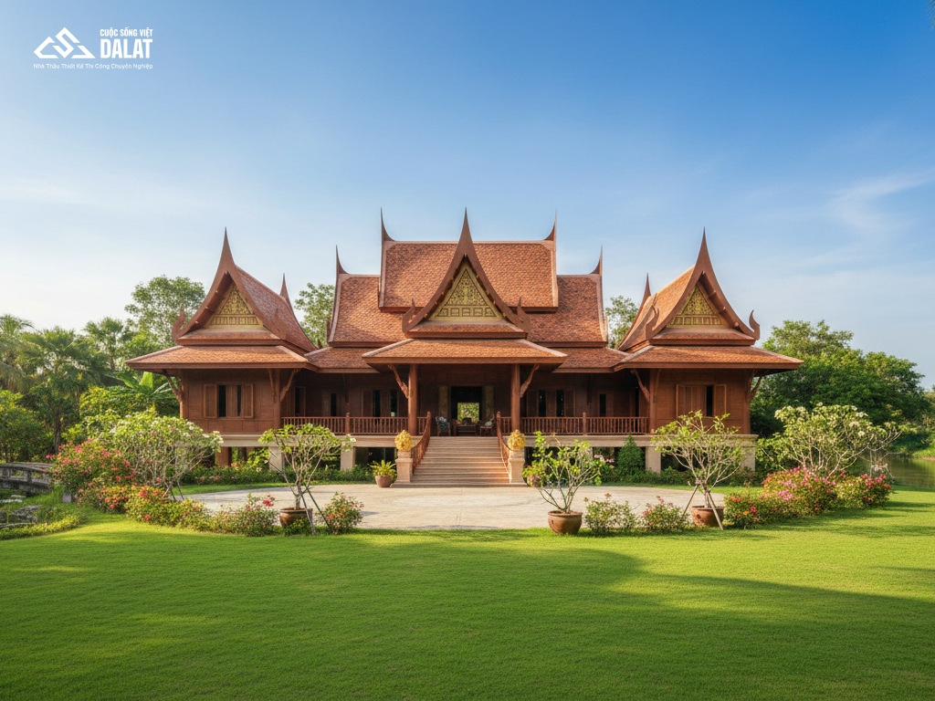 Mẫu nhà mái Thái cấp 4 ở nông thôn 4 phòng ngủ